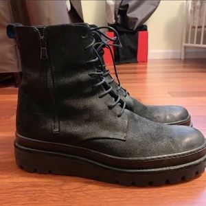 Men’s Vince Black Leather Edgar Toe Boots 10M